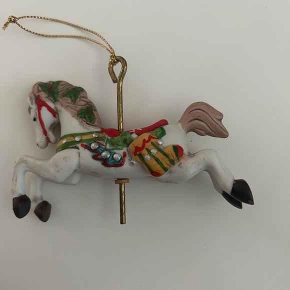 Vintage Porcelain Carousel Horse Ornament - Picture 1 of 7